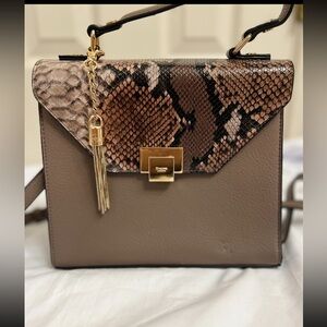 Dune London Brown Snake Print Crossbody Bag